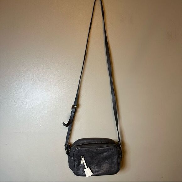 J.Crew Signet Black Leather Small Camera Crossbody Bag - Picture 3 of 10